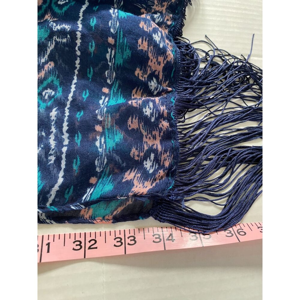 Womens Abstract Tribal Print Kimono Cardigan Wrap With Fringe Boho Fairy Y2K - Picture 7 of 7